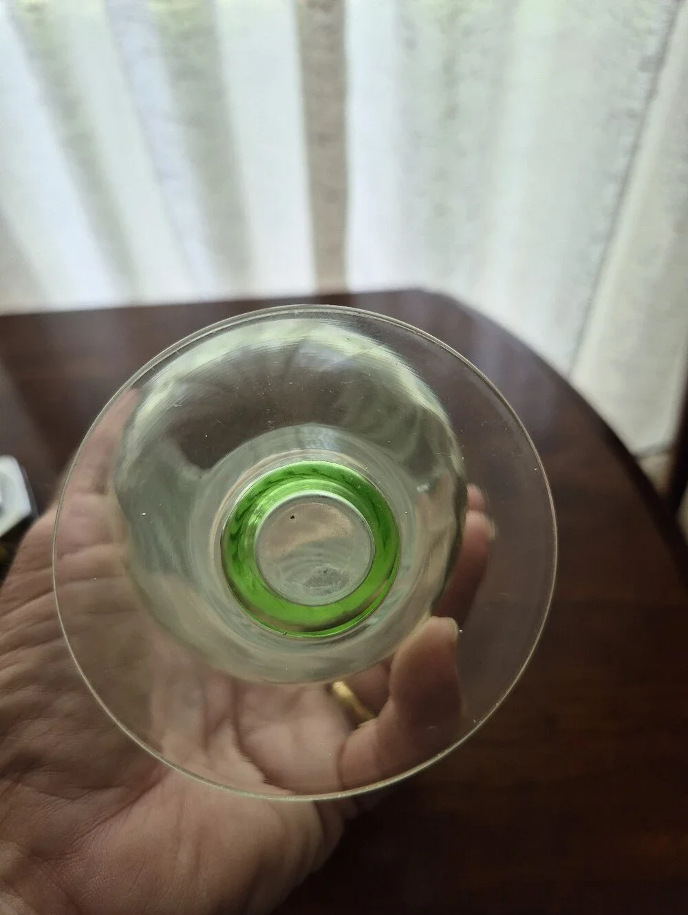 Vintage Green Optic Swirl Glass Vase -